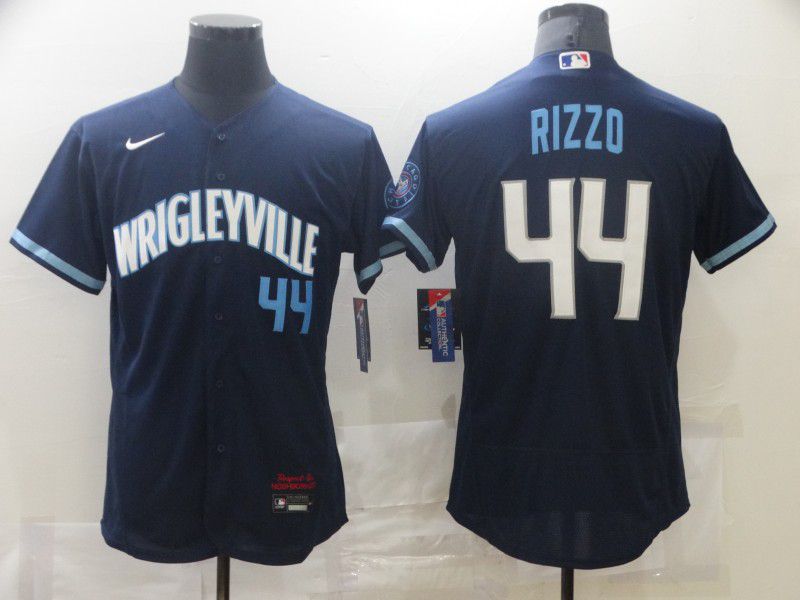 Men Chicago Cubs 44 Rizzo City Edition Blue Elite Nike 2021 MLB Jersey